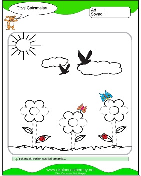 okul öncesi çizgi çalışma sayfaları